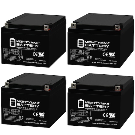 MIGHTY MAX BATTERY 12V 26AH Replacement Battery for Power-Sonic PS-12260-NB - 4PK MAX3959924